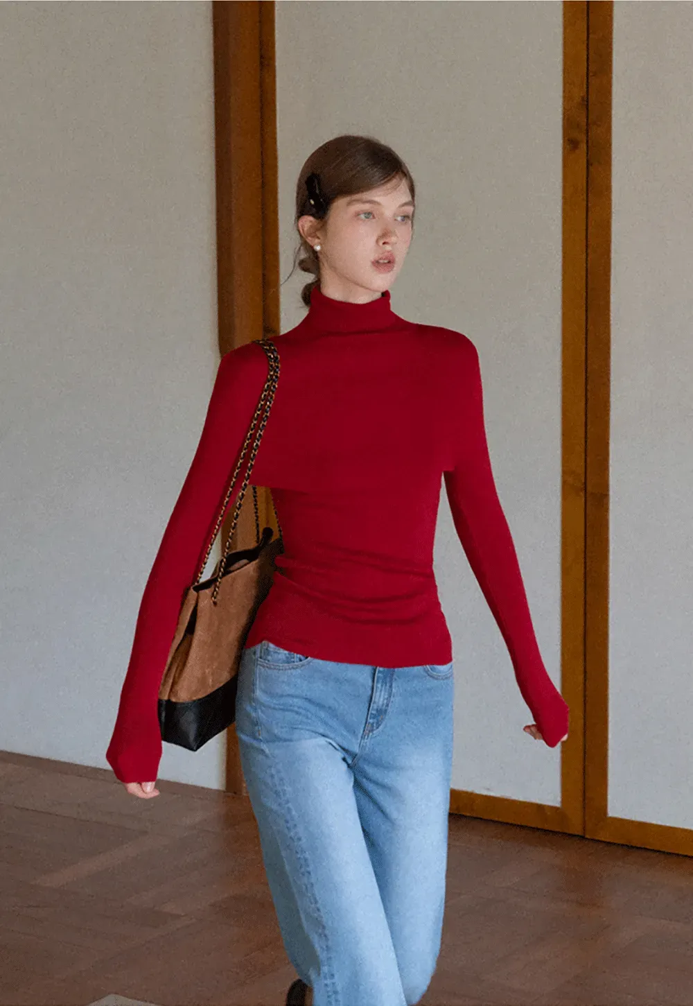 Ribbed Turtleneck Top