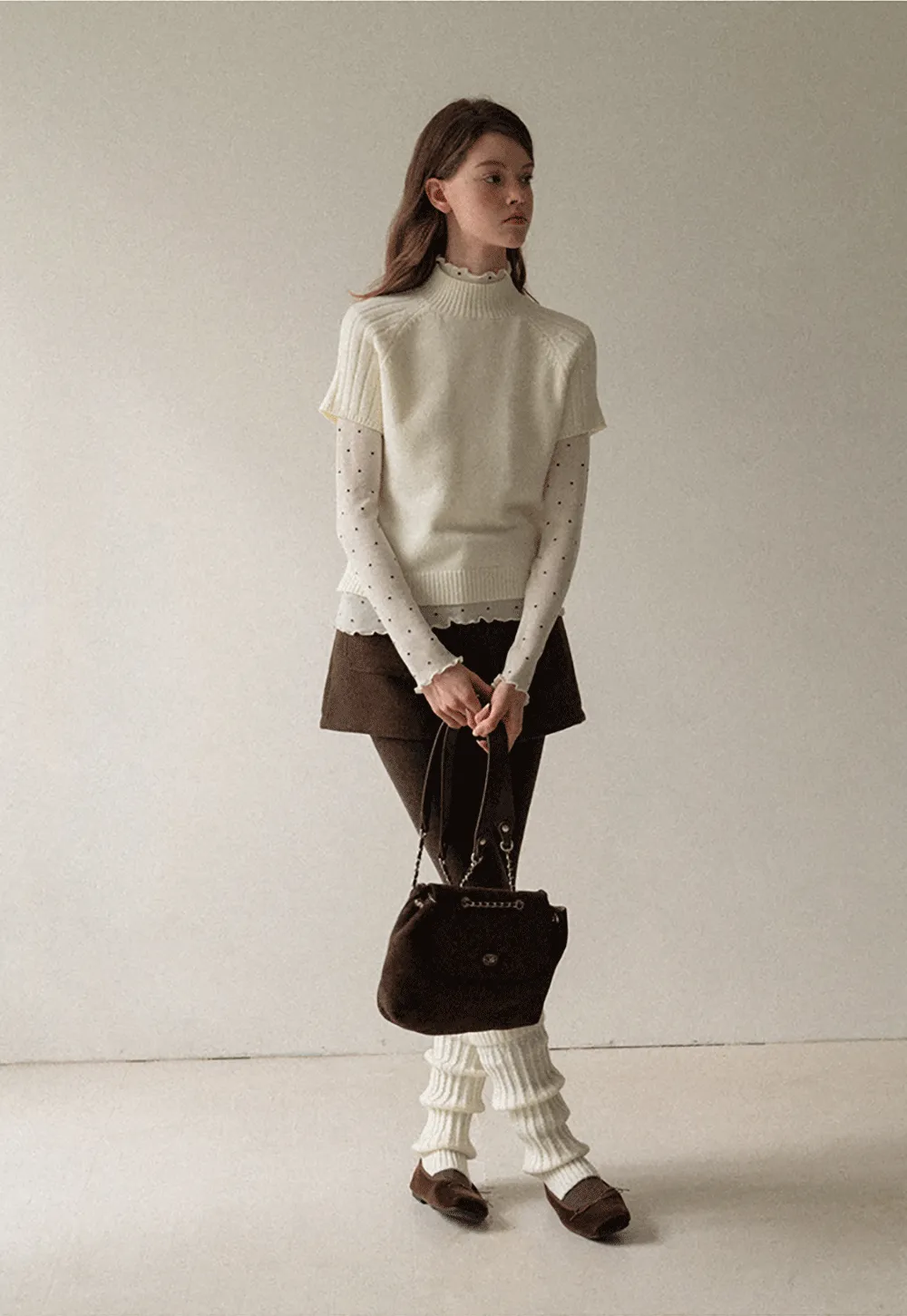 Olive Short Sleeve Mock Neck Knit Top