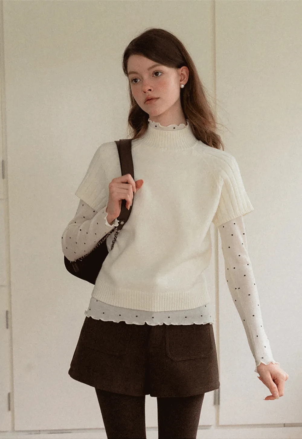 Olive Short Sleeve Mock Neck Knit Top