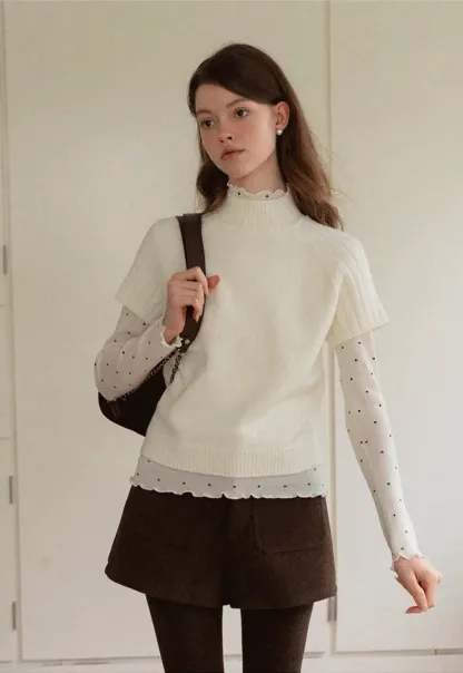 Olive Short Sleeve Mock Neck Knit Top