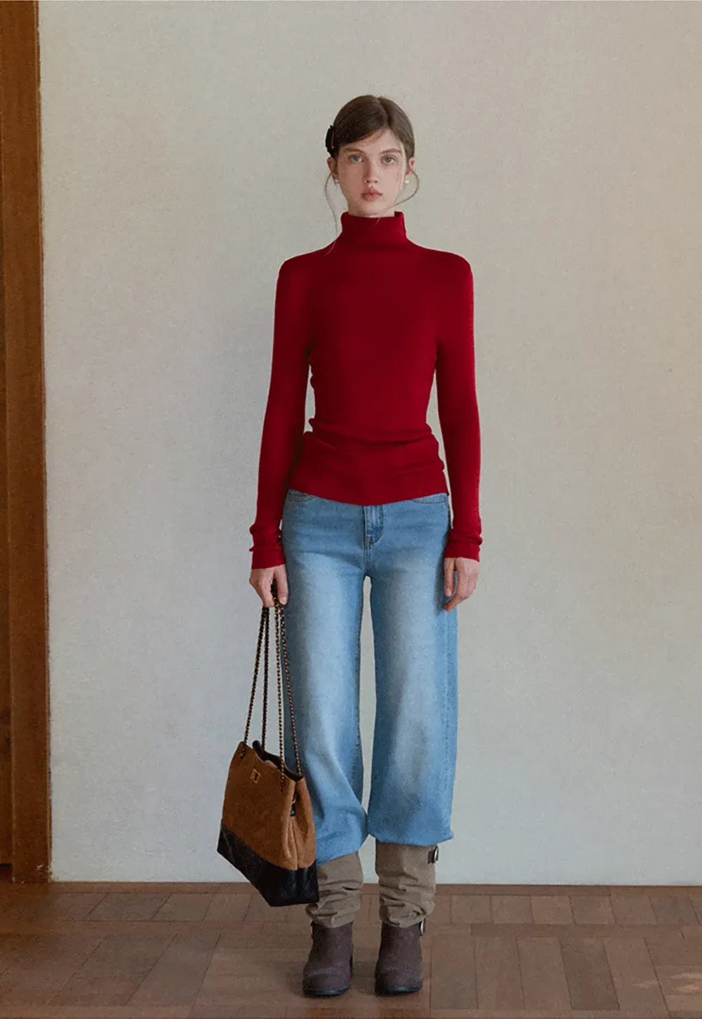 Ribbed Turtleneck Top