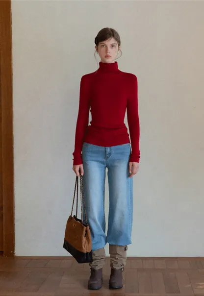Ribbed Turtleneck Top