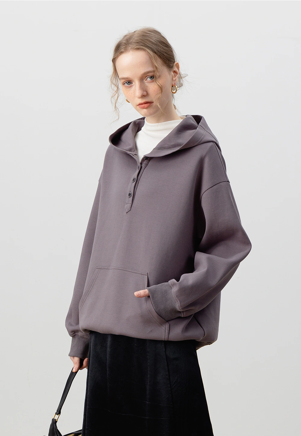 Women's Button-Up Hoodie – Oversized Pullover Sweatshirt