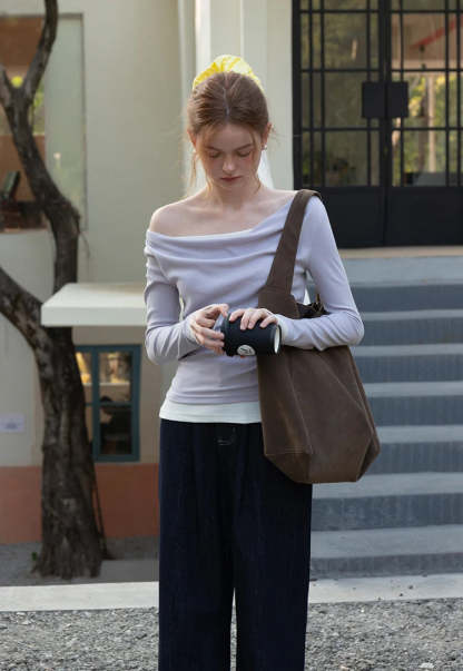 Women's Layered Drape-Neck Long Sleeve Top