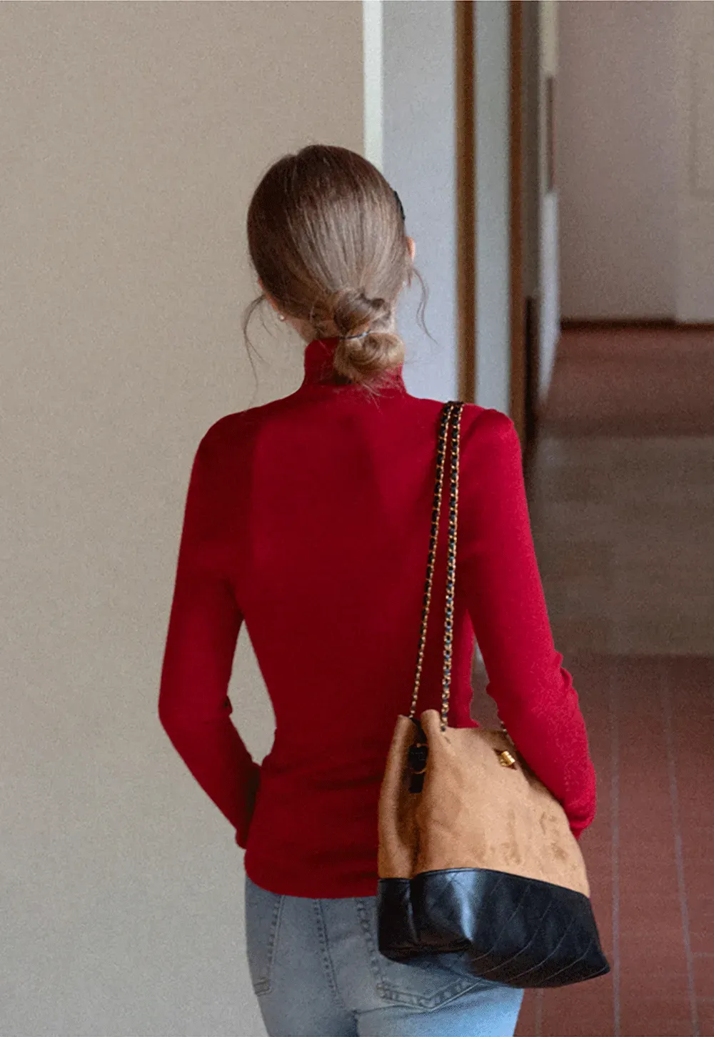 Ribbed Turtleneck Top