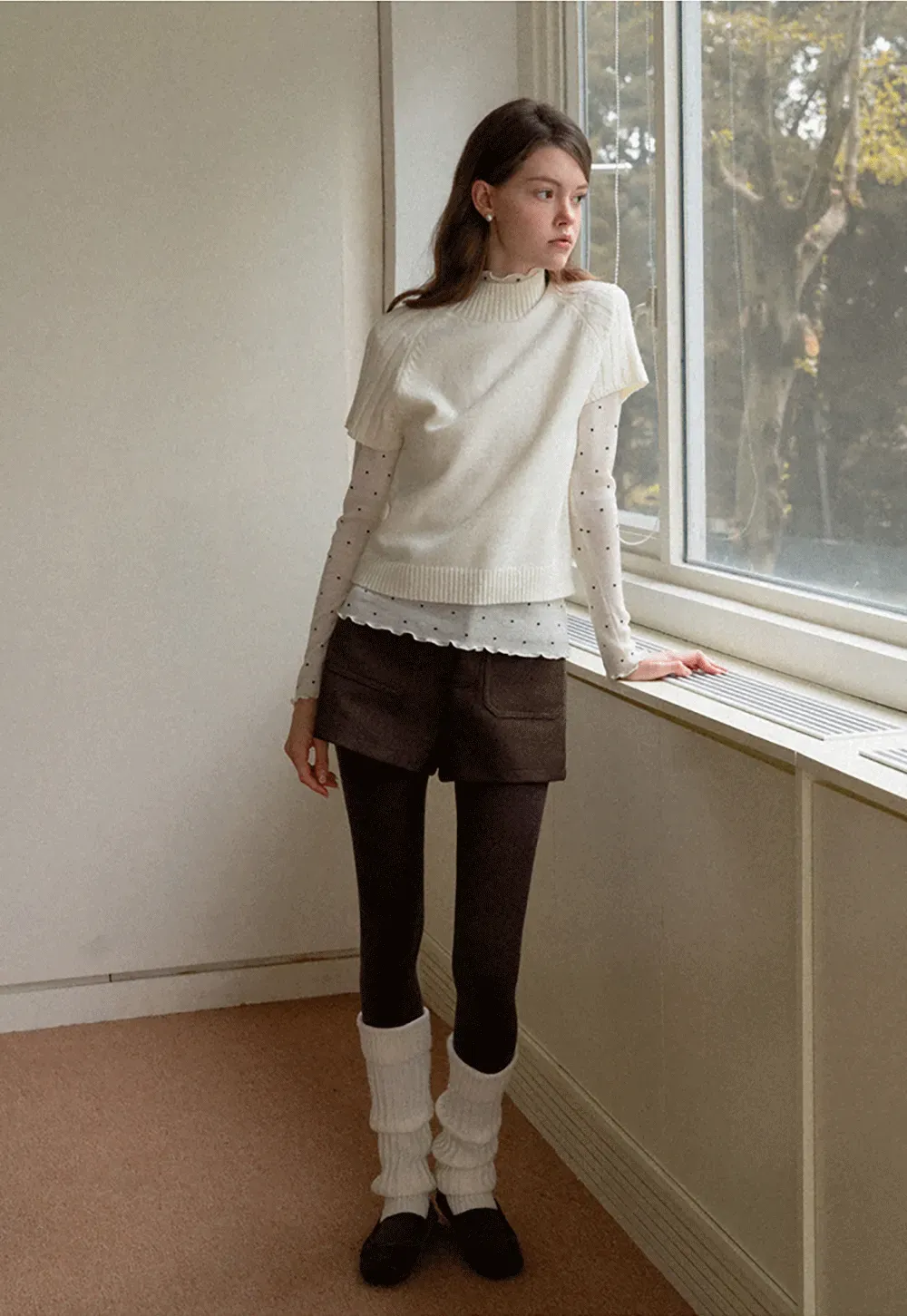 Olive Short Sleeve Mock Neck Knit Top