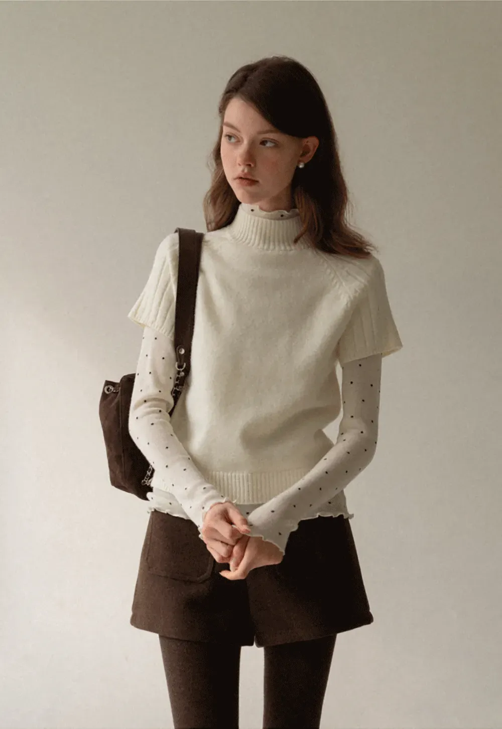 Olive Short Sleeve Mock Neck Knit Top