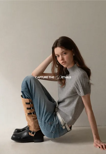 Olive Short Sleeve Mock Neck Knit Top