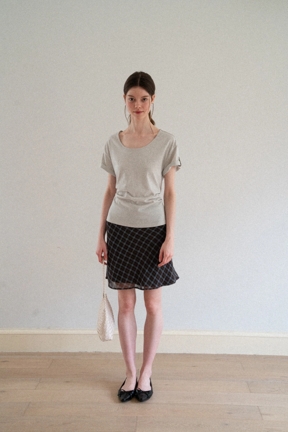 High Waist Black A Line Mini Skirt