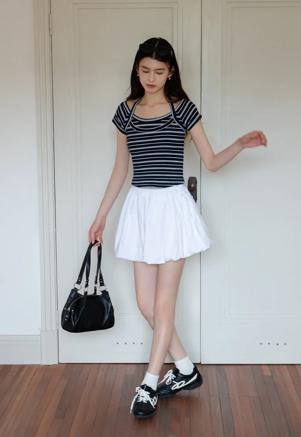 Women's Halter Neck Faux Two-Piece Top