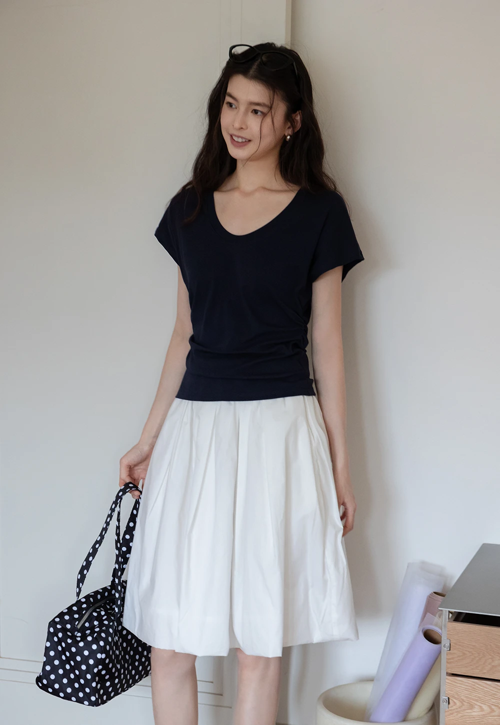 Women's High Waist Pleated A-Line Mini Skirt