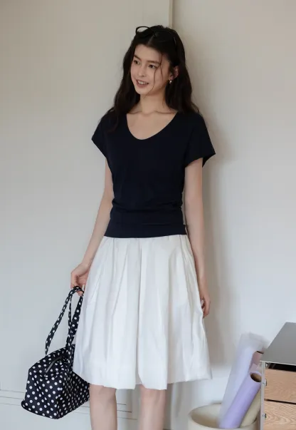 Women's High Waist Pleated A-Line Mini Skirt