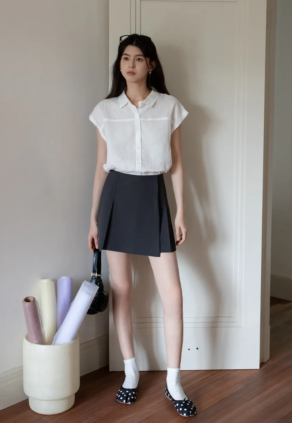 Women’s High-Waist Box-Pleated Mini Skirt