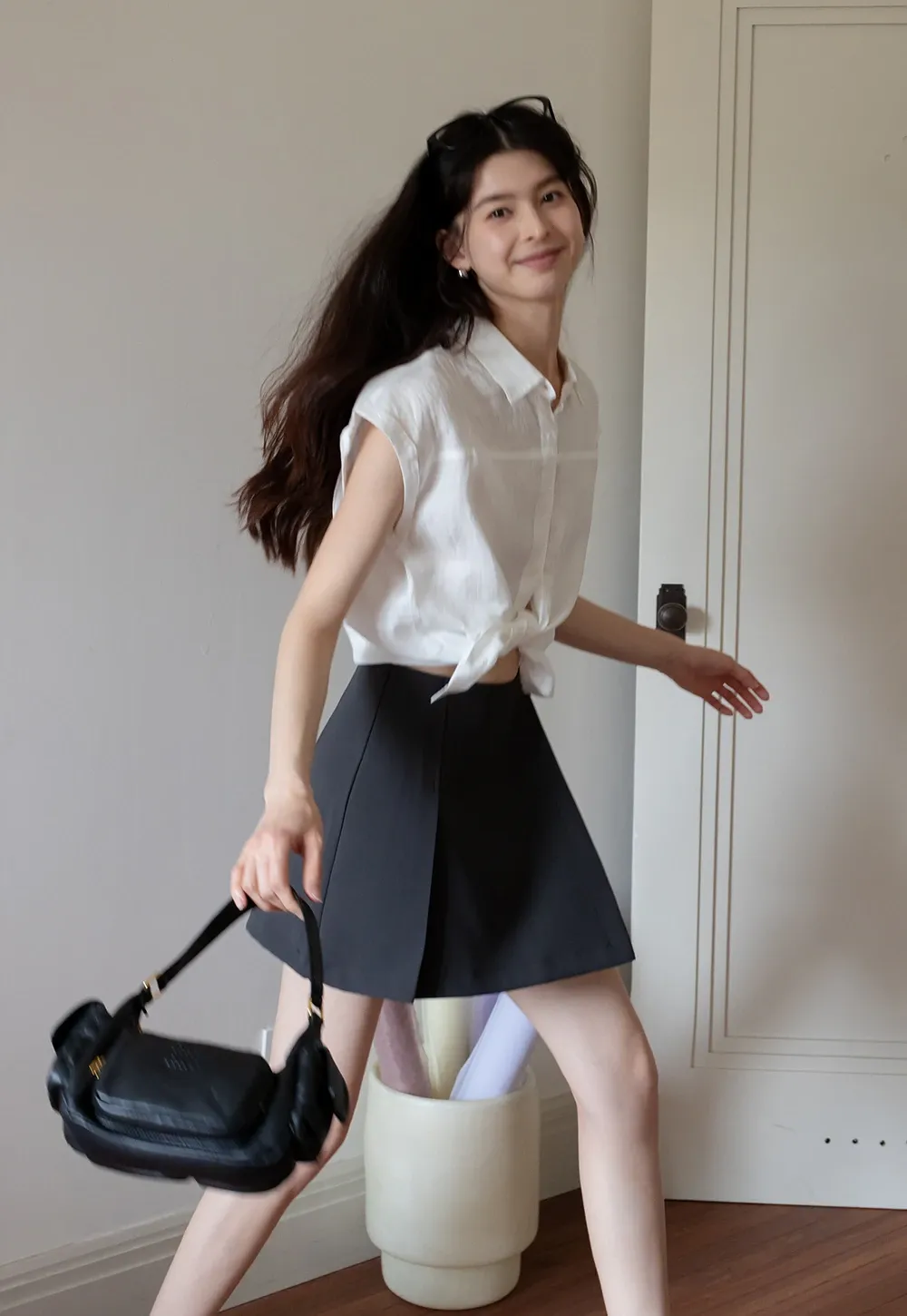 Women’s High-Waist Box-Pleated Mini Skirt