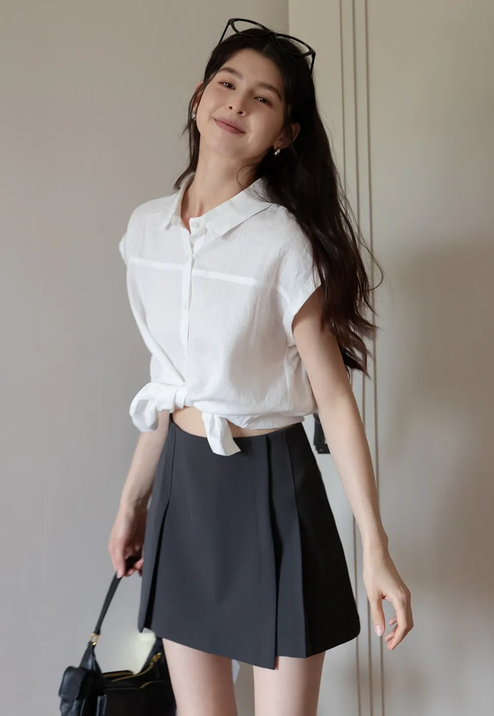 Women’s High-Waist Box-Pleated Mini Skirt