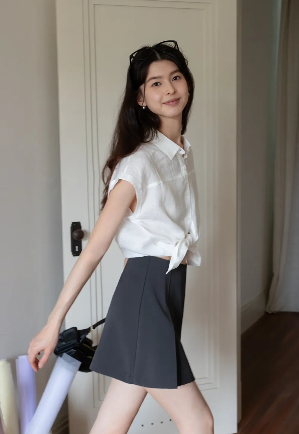Women’s High-Waist Box-Pleated Mini Skirt