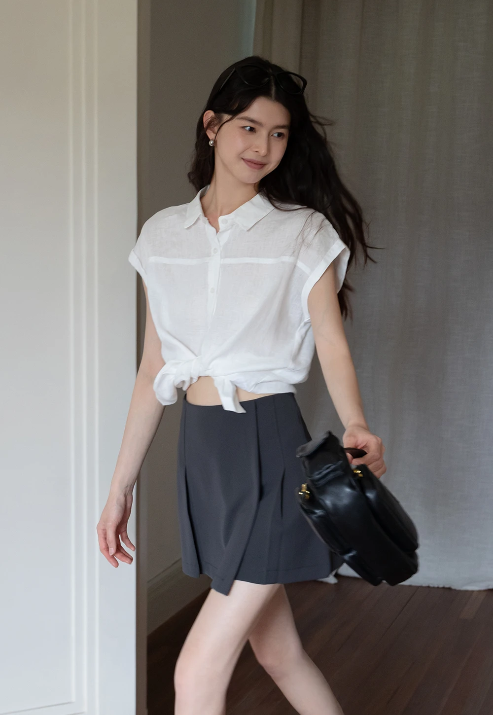 Women’s High-Waist Box-Pleated Mini Skirt