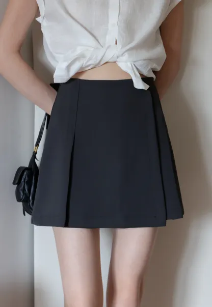 Women’s High-Waist Box-Pleated Mini Skirt