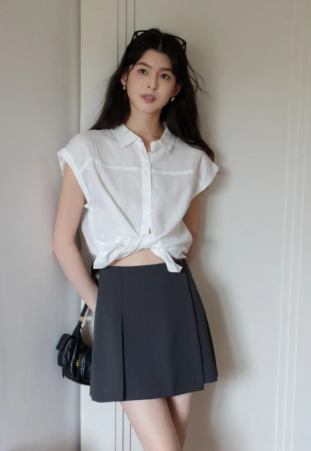 Women’s High-Waist Box-Pleated Mini Skirt