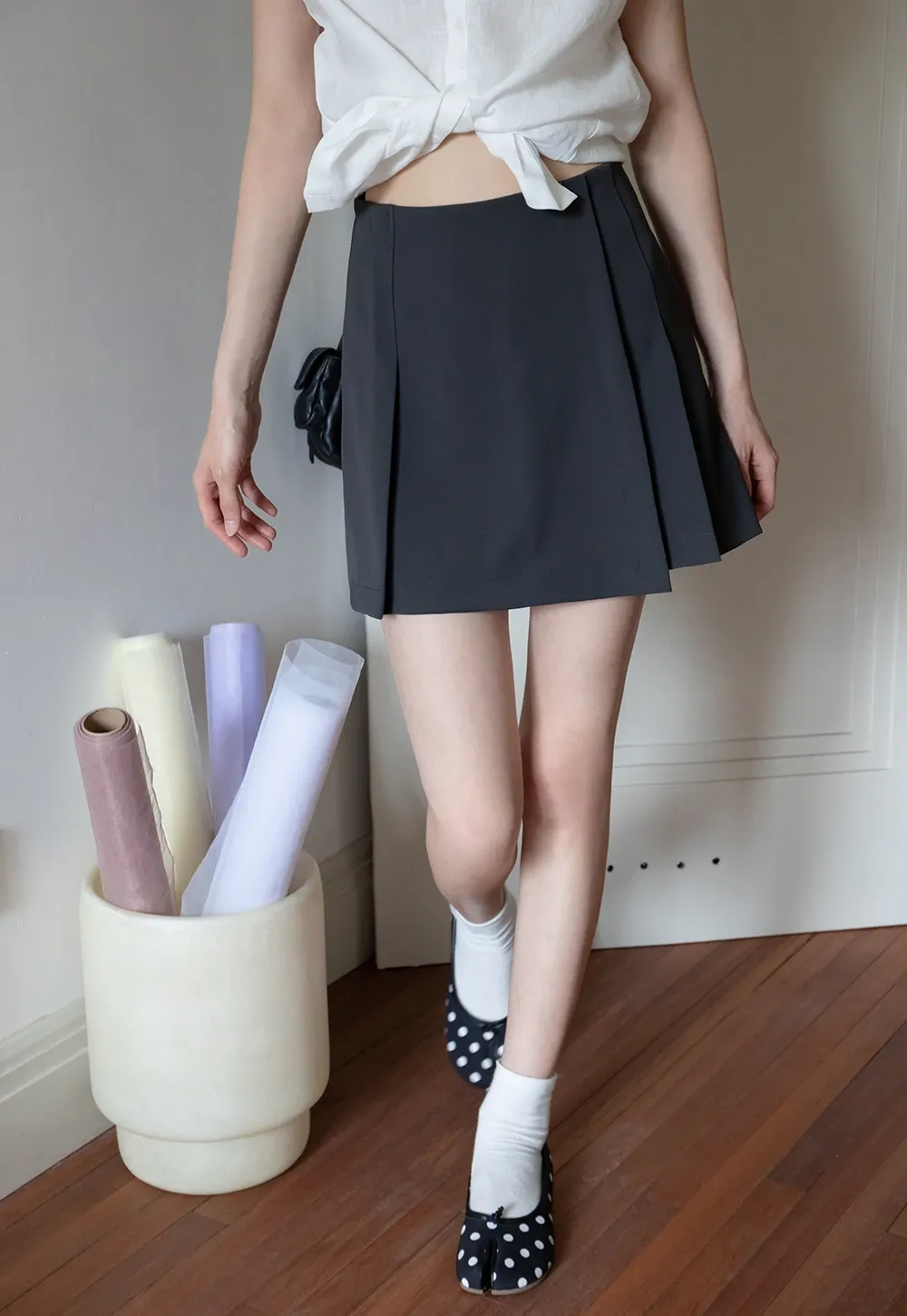 Women’s High-Waist Box-Pleated Mini Skirt