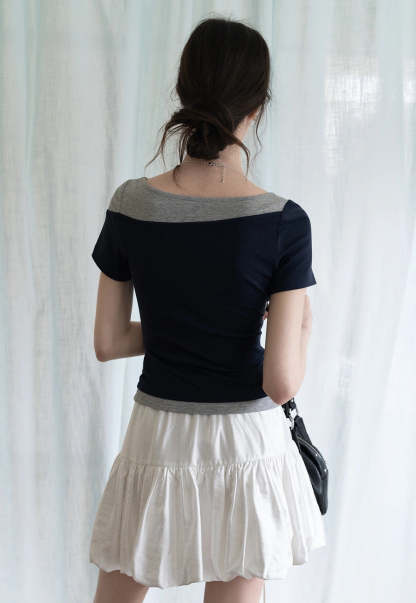 Tiered Bubble Mini Skirt