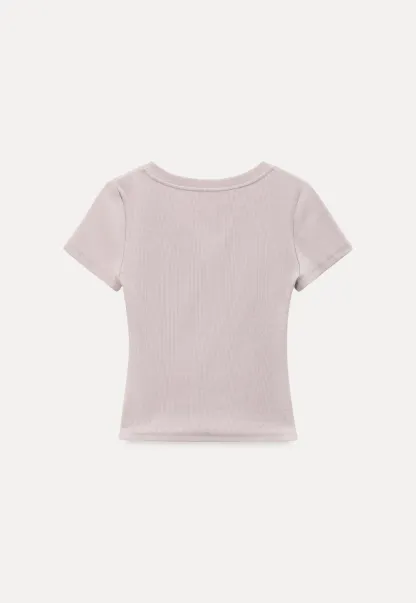 V neck short sleeve knit t shirt