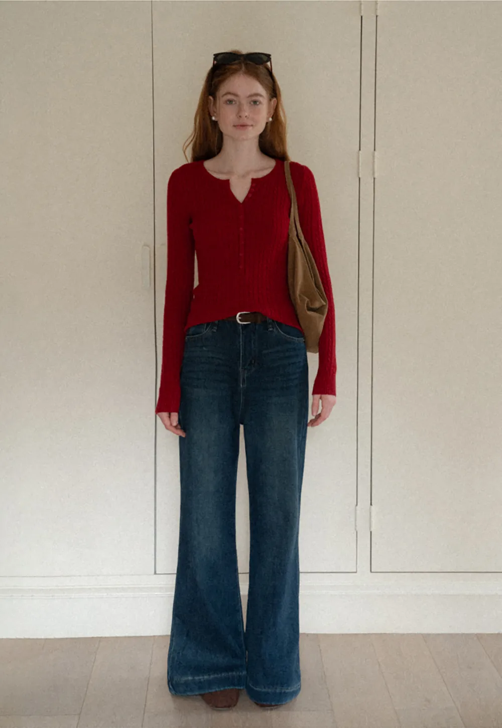 Wide Leg Denim Jeans with Belt Loop