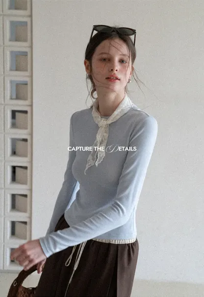 Elegant Long Sleeve Top with Neck Tie Detail