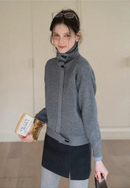 Turtleneck Knit Sweater for Women