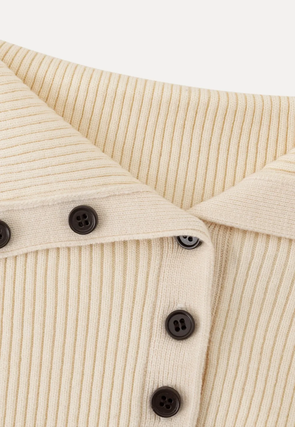 Women Stylish Ribbed Knit Top with Button Neck