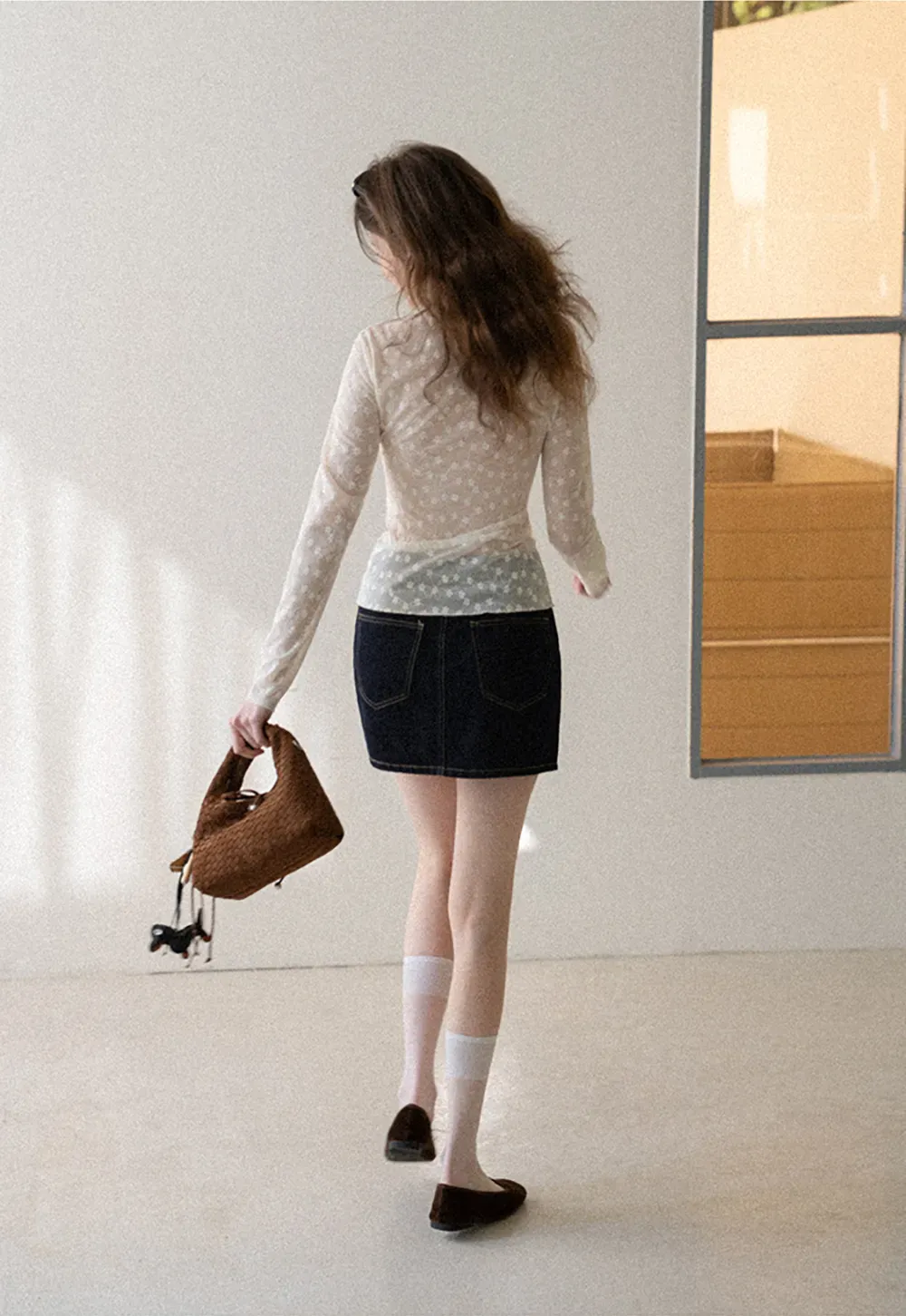 Sheer Star Print Long Sleeve Top