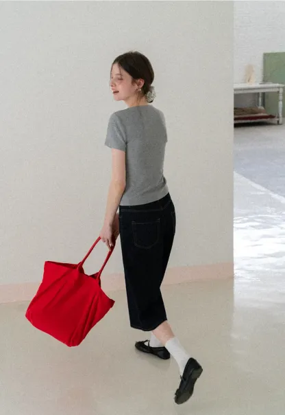 V neck short sleeve button front top