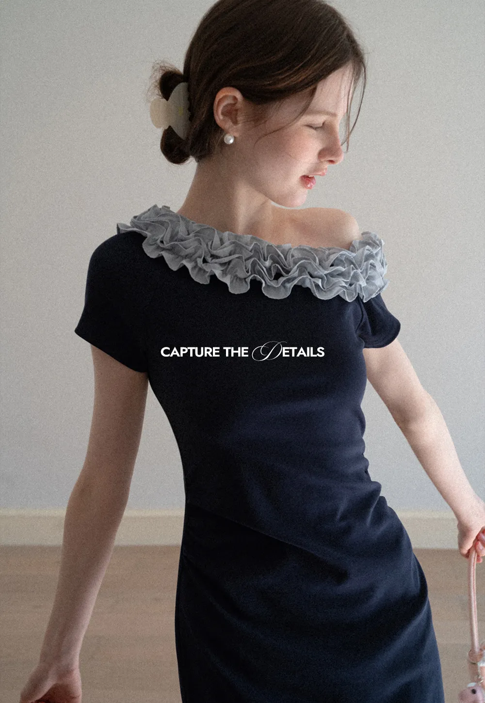 Short Sleeve Dress with Ruffled Off Shoulder Detail