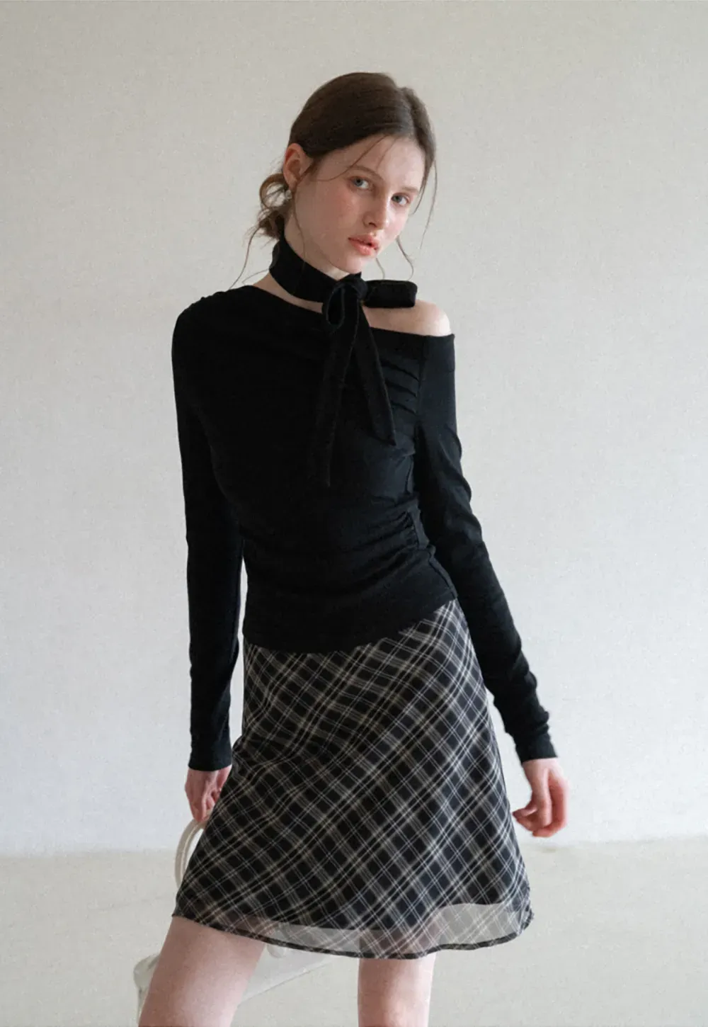 Plaid Skirt with Flowy Hem Design