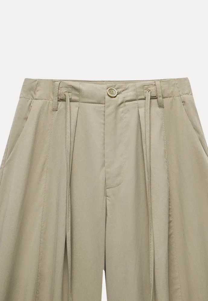 Tie-Waist Pleated Wide-Leg Pants