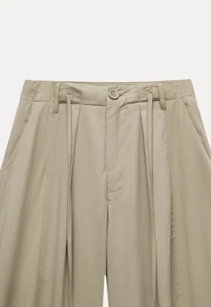 Tie-Waist Pleated Wide-Leg Pants