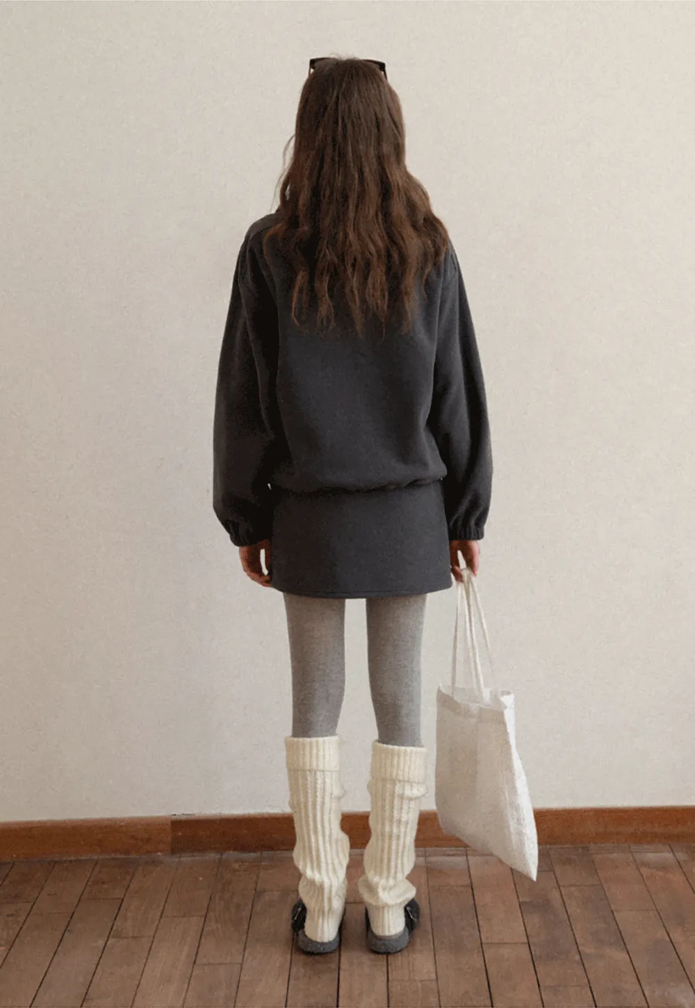 Fleece Mini Skirt Elastic Waist Casual Wear