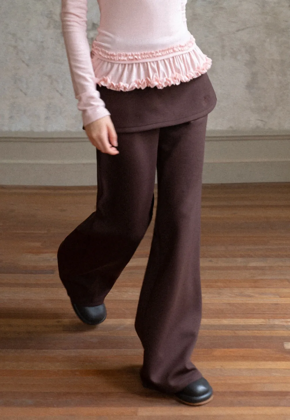 Women High Waist Wide Leg Skirted Lounge Pants