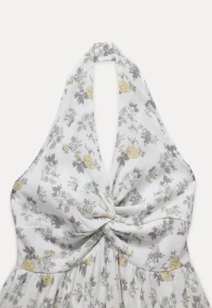 Women’s Floral Twist Halter Peplum Top
