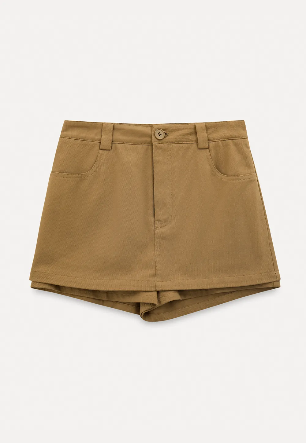 High waist pleated mini skirt with button front design