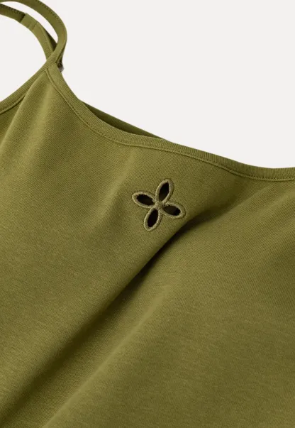 Gray tank top with small embroidered cross detail