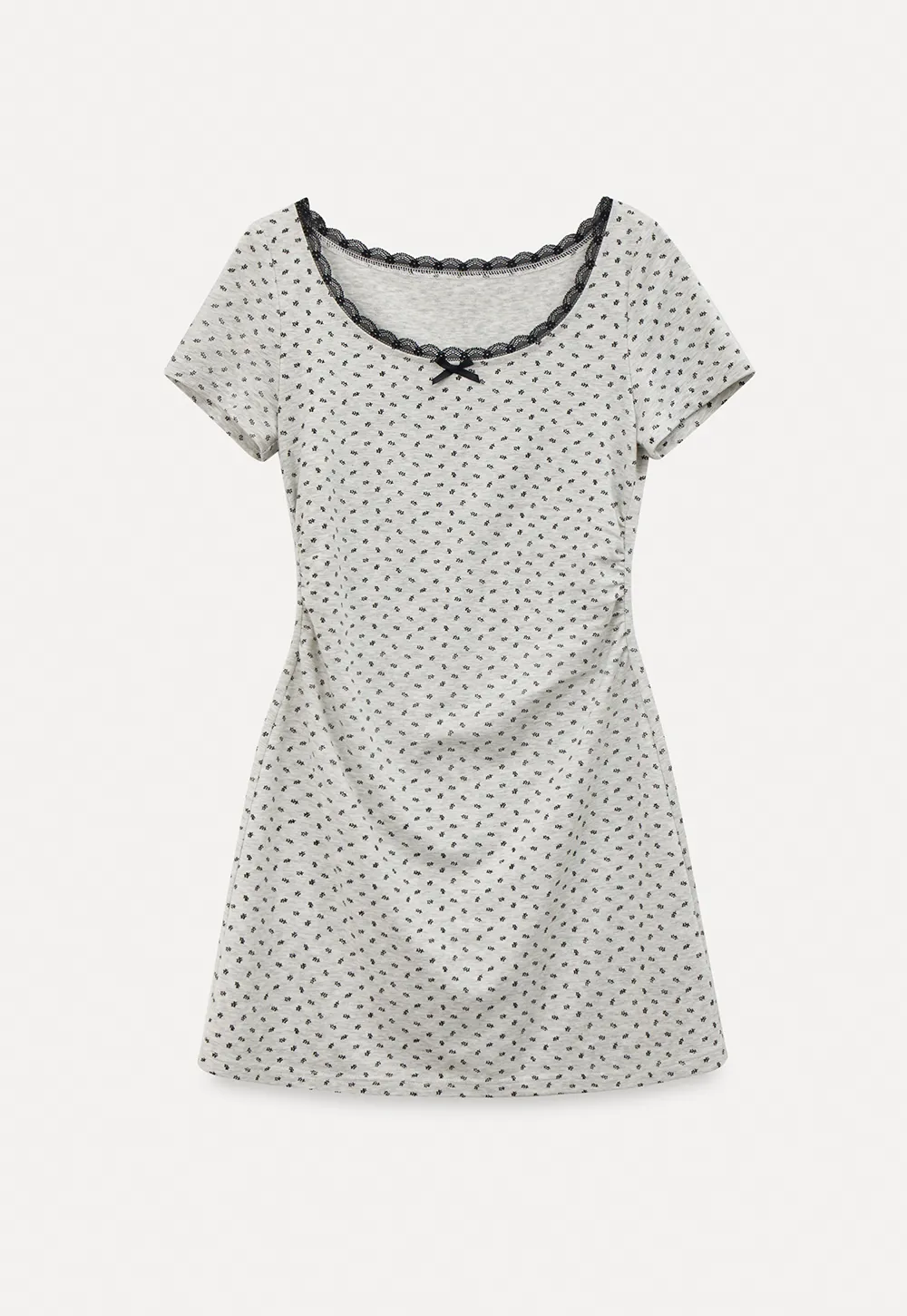 Polka dot dress with lace trim and matching cardigan