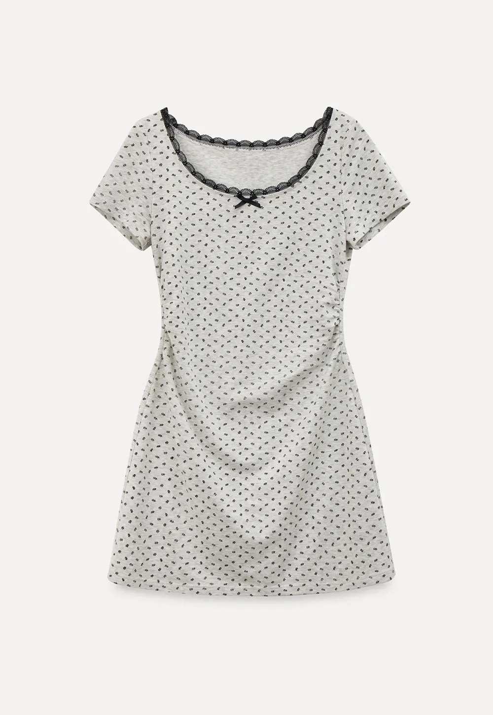 Polka dot dress with lace trim and matching cardigan