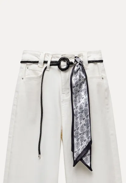 Wide Leg Jeans with Scarf Belt