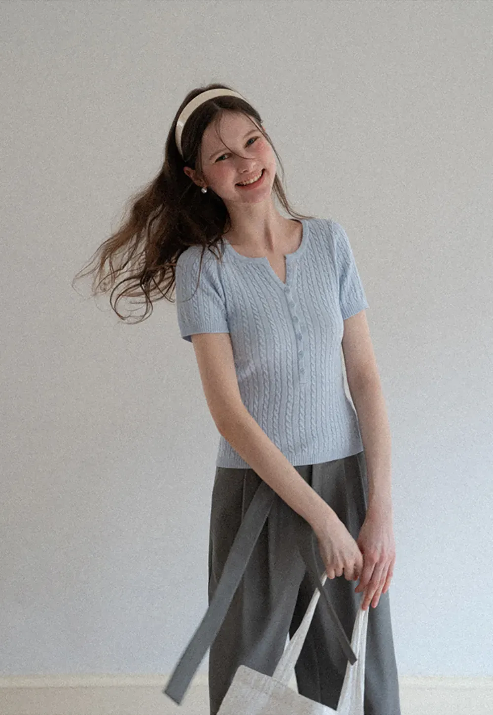 Wide leg casual pants with waist tie