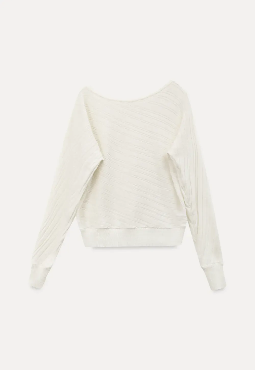 Ribbed knit sweater with wide neckline and long sleeves