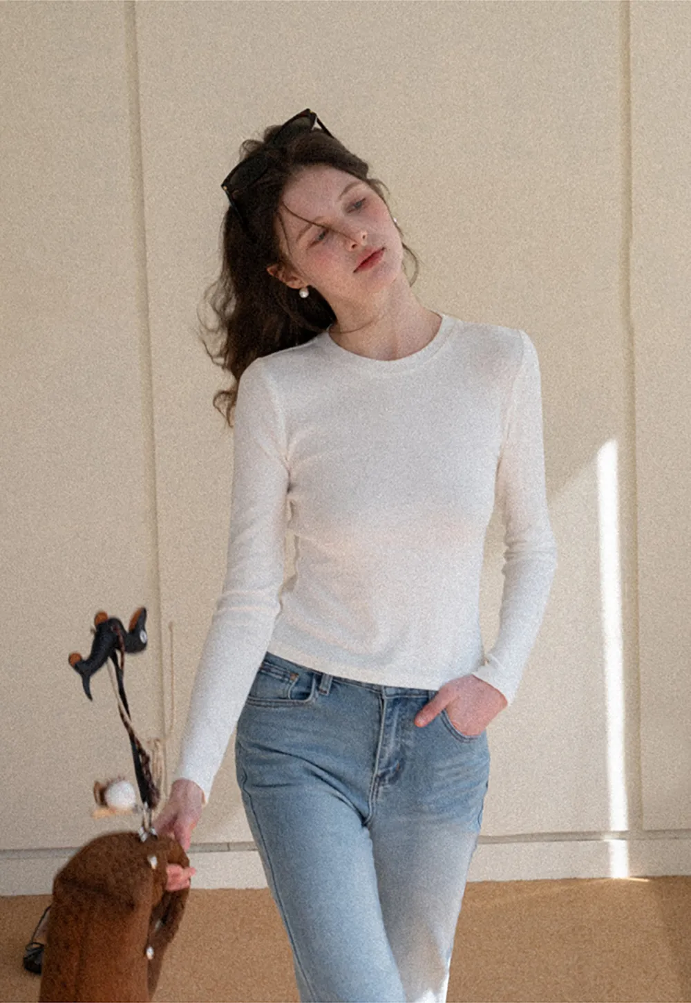 Elegant Long Sleeve Top with Neck Tie Detail