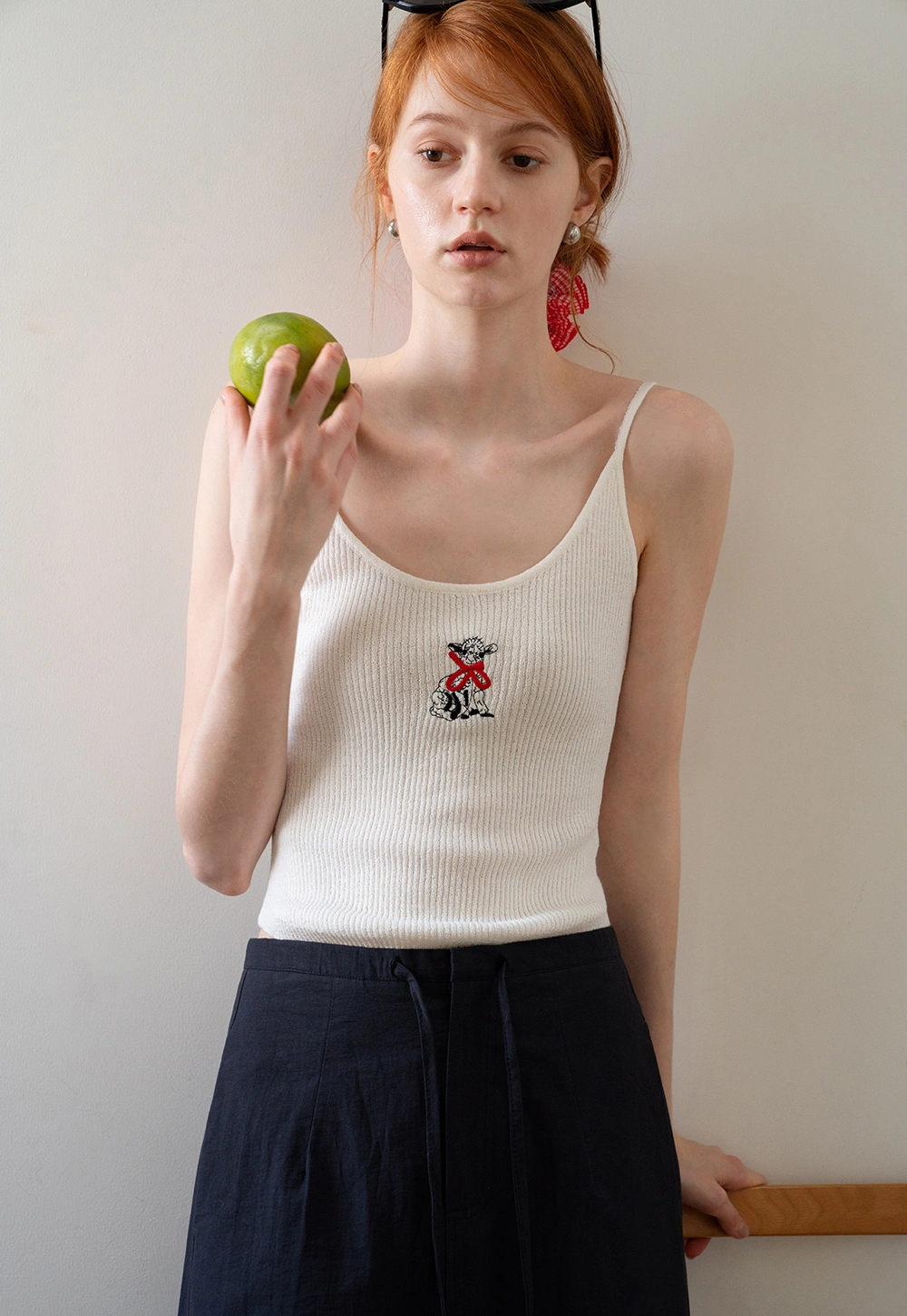 Women’s Ribbed Tank Top with Embroidered Fox