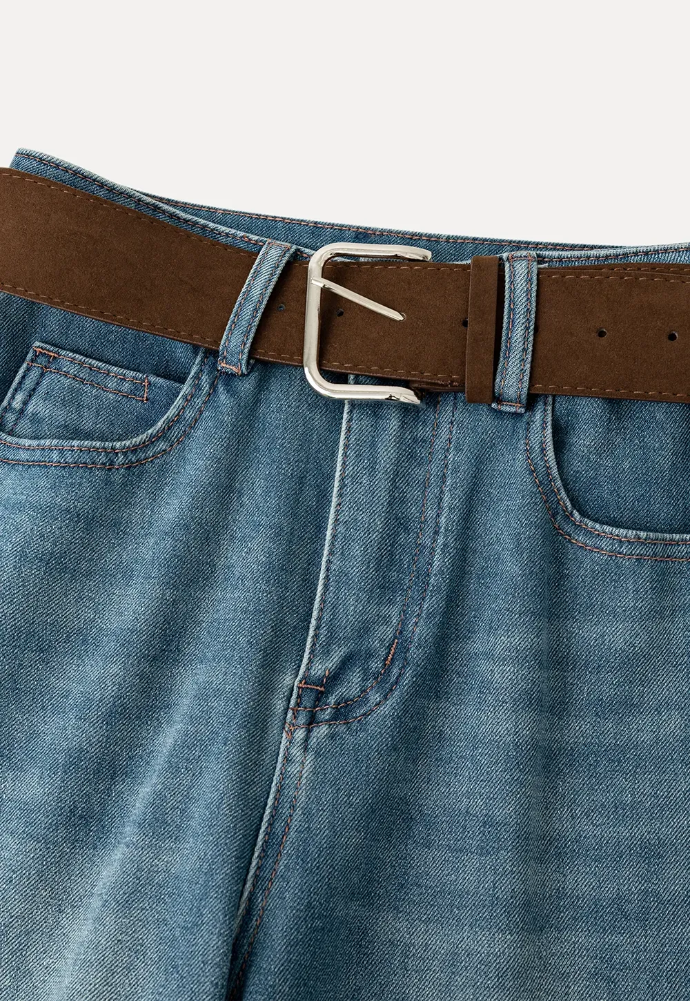 Flared Cut Denim Jeans with High Waist