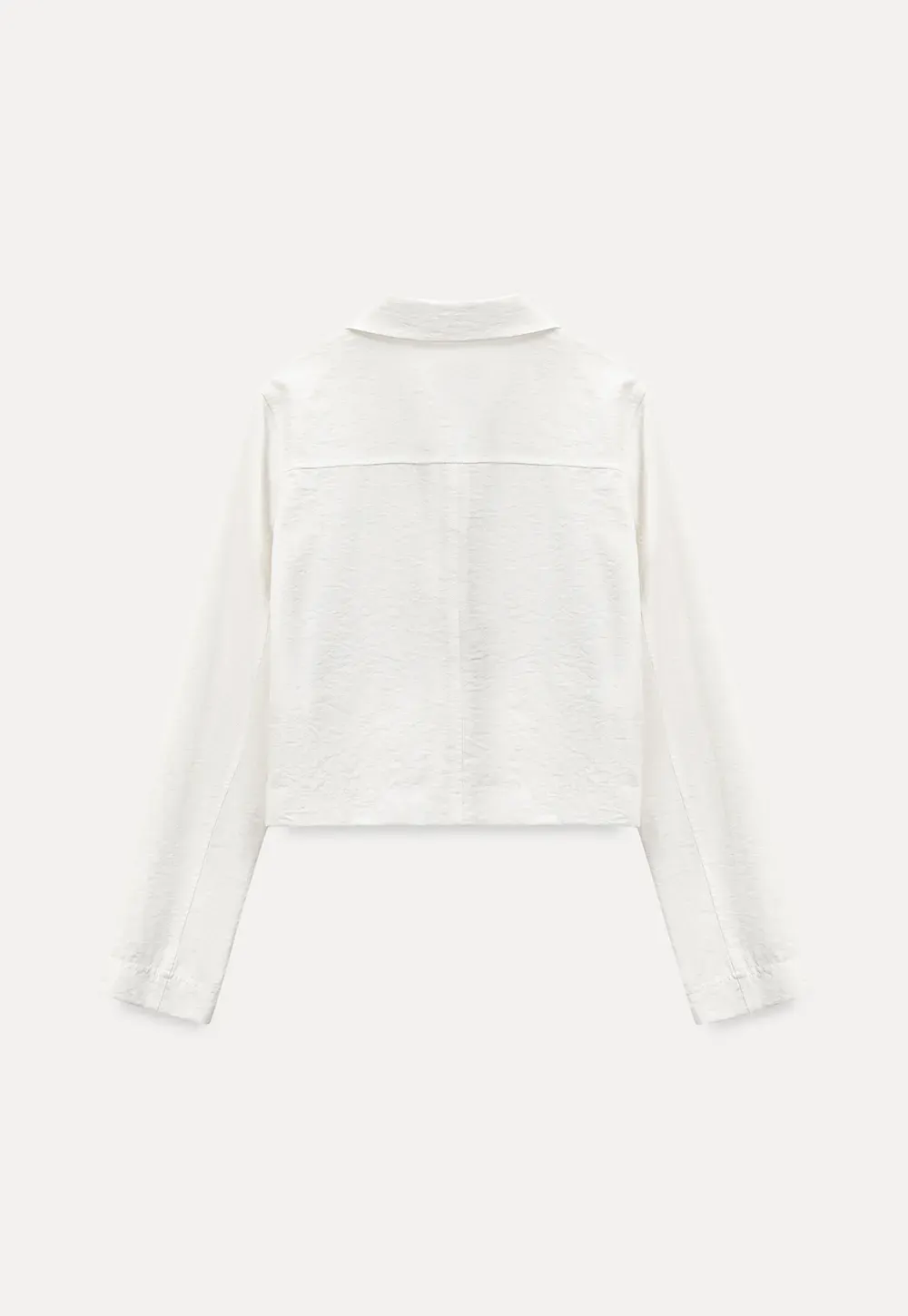 Short jacket with ruffled front placket and collar